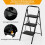 3-Step Folding Ladder, Non-Slip, Metal, Black 4