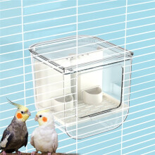 Automatischer Futterspender für Vögel, Transparenter Futterkäfig, Zubehörbehälter für Kleine Wellensittiche und Kanarienvögel