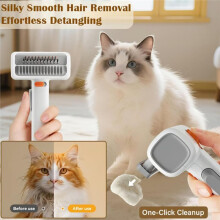 2-in-1 Pet Self-Detangling &Grooming Comb Dual-Mode Dog Deshedding Brush Self Cleaning Grooming Comb with Release Button