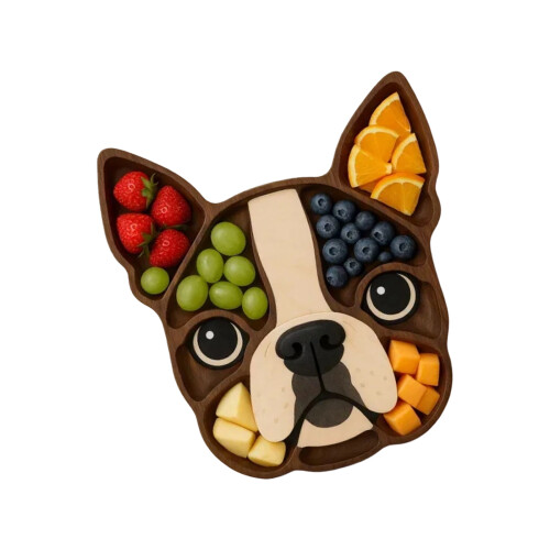 Practical Wooden Dog Head Shaped Design Dish-fighting dog
