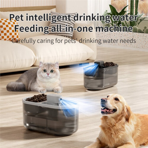 Novo Bebedouro e Comedouro Inteligente para Animais de Estimação 2 em 1, Recarregável, com Design Sofisticado e Automático. 1