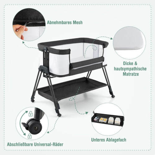 Opvouwbaar draagbaar babybed met verstelbare hoogte 2