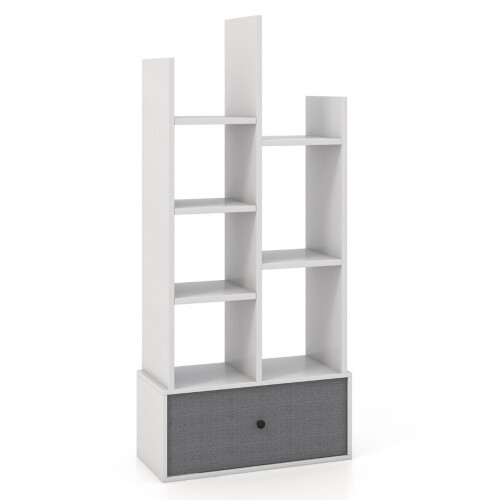 7-Tier Open Bookshelf with Drawer, 53x24x118 cm, White 1