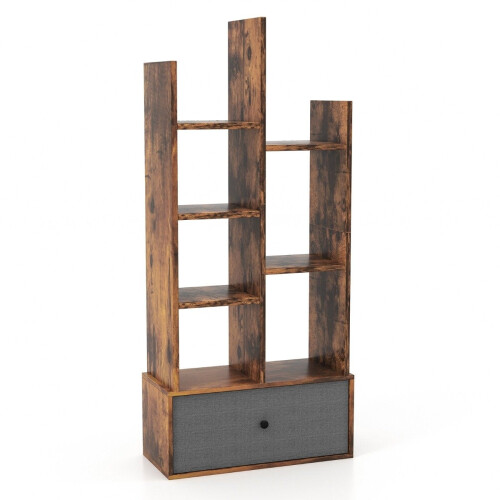 7-Tier Open Bookshelf with Drawer, 53x24x118 cm, Brown 1