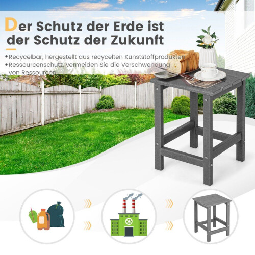 Outdoor HDPE Side Table - Weatherproof, 36x36x47 cm, Grey 1