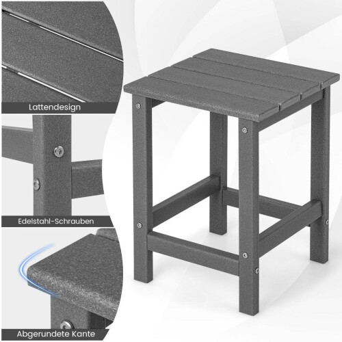 Outdoor HDPE Side Table - Weatherproof, 36x36x47 cm, Grey 2