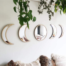 Acrylic Moon Phase Mirror Wooden Frame26.5cm