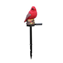 Lampe solaire de jardin à piquer en forme d'oiseau, blanc/rouge, 41,5 x 9 cm