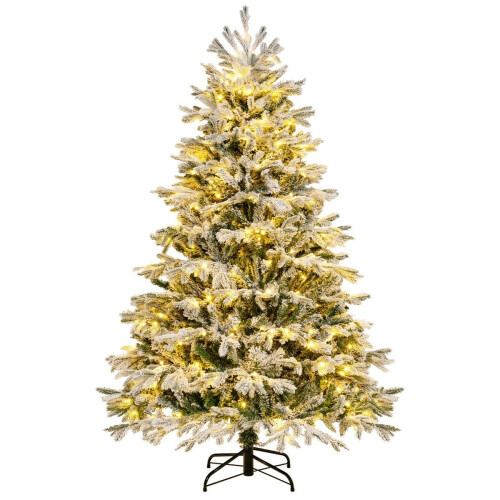 Árvore de Natal artificial de 180 cm com neve e 350 luzes LED