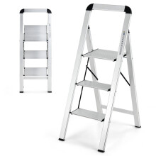 3-Step Folding Aluminum Ladder, Non-Slip, Portable