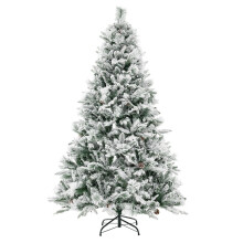 Árvore de Natal artificial de 180 cm com neve, 8 modos de luz