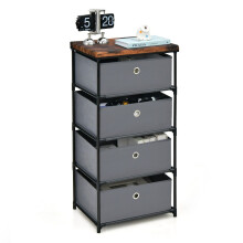 4-Drawer Fabric Dresser for Bedroom Storage, 42x33.5x84.5 cm, Gray