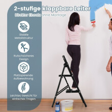 2-Step Folding Ladder with Padded Handle, 47x39x71 cm, Black