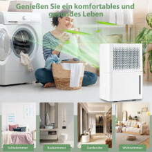 Desumidificador de 12L com temporizador de 24 horas, tanque de 2,2L para ambientes de 10-15m²