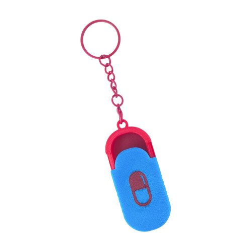 Keychain Pills Box With Sliding Lid For Vitamins & Small Items