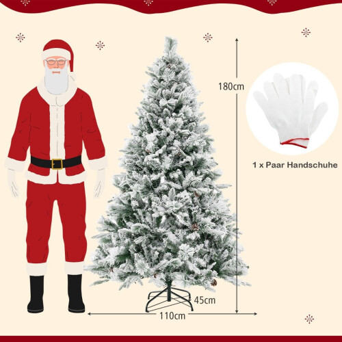 Árvore de Natal artificial de 180 cm com neve, 8 modos de luz 1