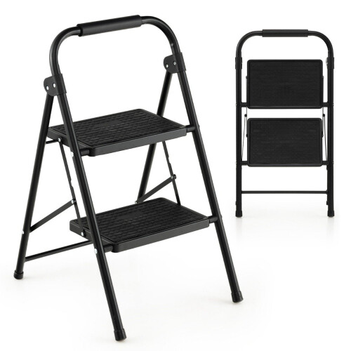 2-Step Folding Ladder with Padded Handle, 47x39x71 cm, Black 1