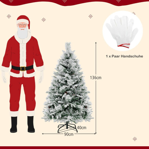 Árvore de Natal artificial de 136 cm com neve e 8 modos de luz 1