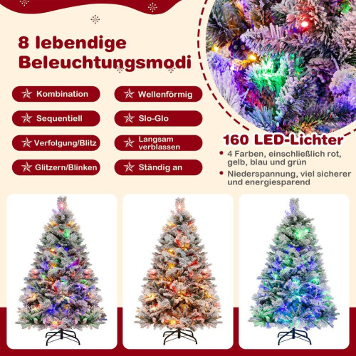 Árvore de Natal artificial de 136 cm com neve e 8 modos de luz 2
