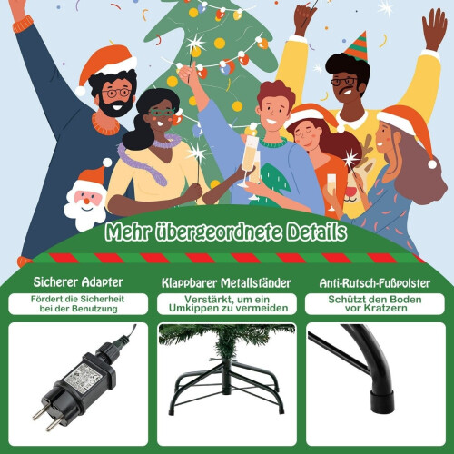Árvore de Natal artificial de 136 cm com 180 luzes LED 2
