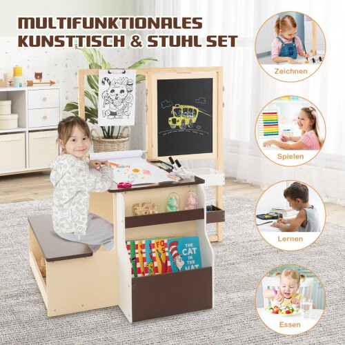 Conjunto de cavalete de arte infantil com quadro negro e quadro branco 2