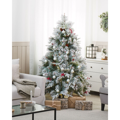 Beliani Artificial Snowy Christmas Tree MASALA 180 cm White 1