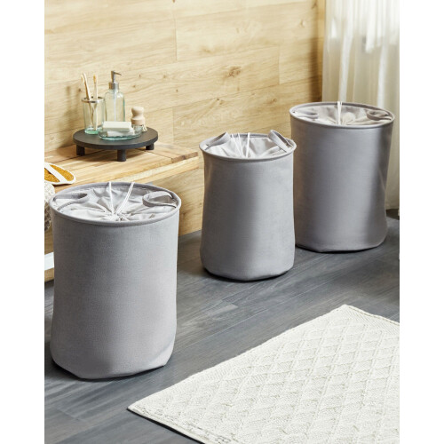 Beliani Set of 3 Baskets ARCHA Cotton Grey 1