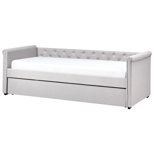 Beliani Trundle Bed Fabric LIBOURNE 90 x 200 cm (EU Single) Light Grey 1