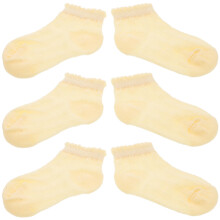 3Pairs Baby Cotton Socks Breathable Light Yellow Princess Lace Ankle
