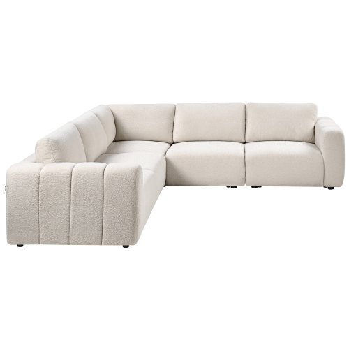 Beliani Modular Corner Sofa 5 Seater KIVVIK Boucle Off-White Right Hand 1