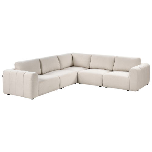 Beliani Modular Corner Sofa 5 Seater KIVVIK Boucle Off-White Right Hand 2