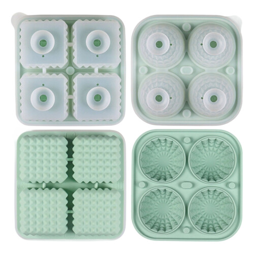 Flexible Silikon-Eiswürfelformen, quadratische, runde-Ai Green