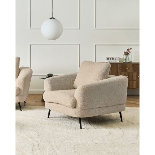 Beliani Armchair KJAER Boucle Light Beige 1