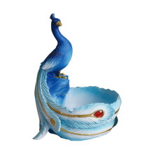Fleischiger Blumentopf aus Keramik in Pfauenform.-Blau
