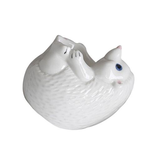 Cute Hedgehog Shape Ceramic Eggs Cup Multifunction-White