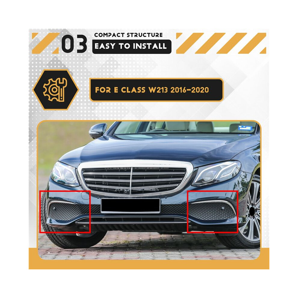 1Pair Car Front Bumper Fog Grille Fog Lamp Grill Cover With Chrome Strip For - E Class W213 2016-2020 Light 6033260813008