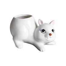 Keramik Eichhörnchen Fleischige Pflanze Blumentopf für-Weiß
