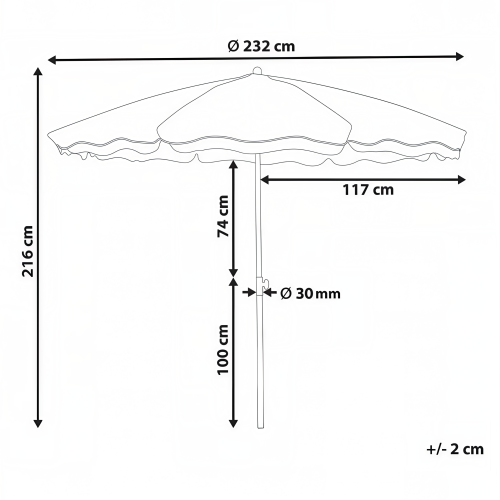 Beliani Market Parasol 232 cm SESTRIERE Beige 2