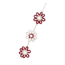 Textured Flower Wall Art Macrames Cotton Rope Pendant-Burgundy