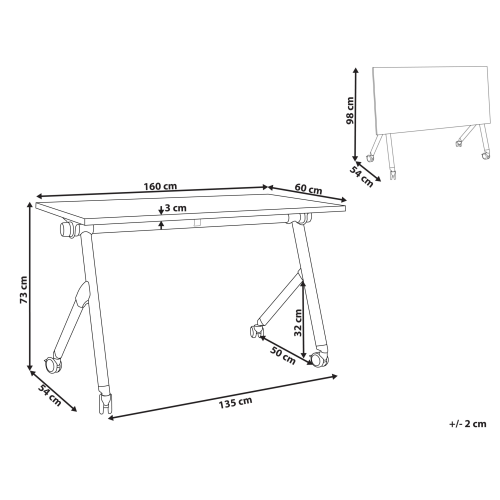 Beliani Foldable Office Desk BENDI 160 cm 60 cm Brown 2