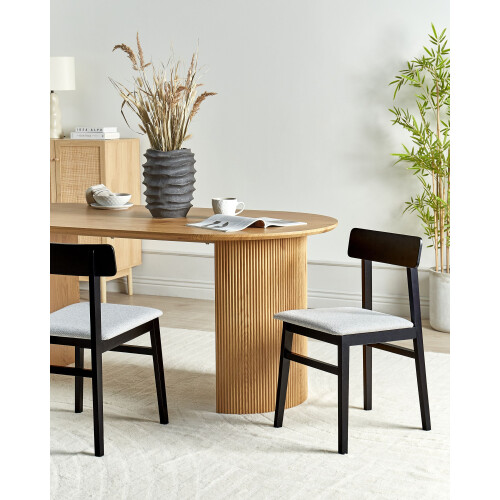 Beliani Set of 2 Dining Chairs STACY Wood Light Grey 1