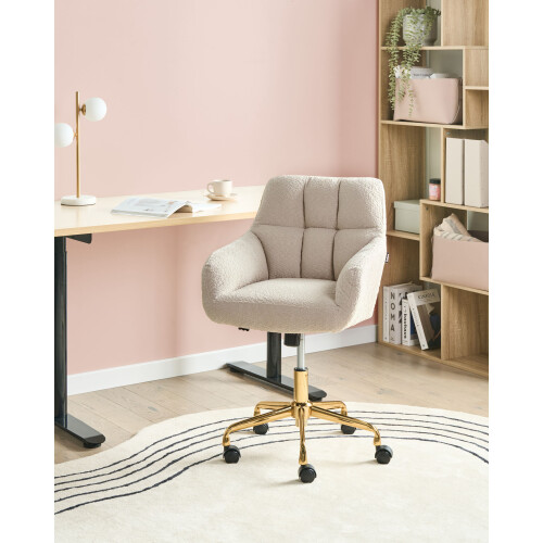 Beliani Desk Chair PALMDALE Boucle Light Beige 1