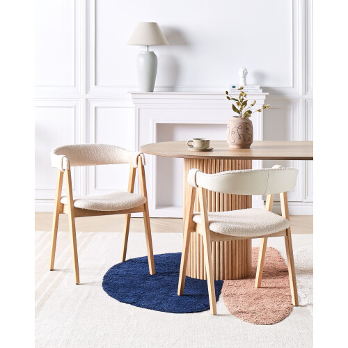 Beliani Set of 2 Dining Chairs DAY Boucle Light Brown/ Beige 1