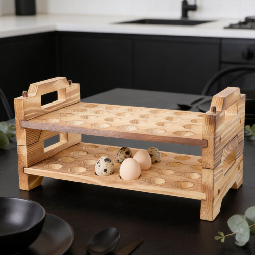 Support Œufs En Bois Empilable Pour Stockage Œufs De 2