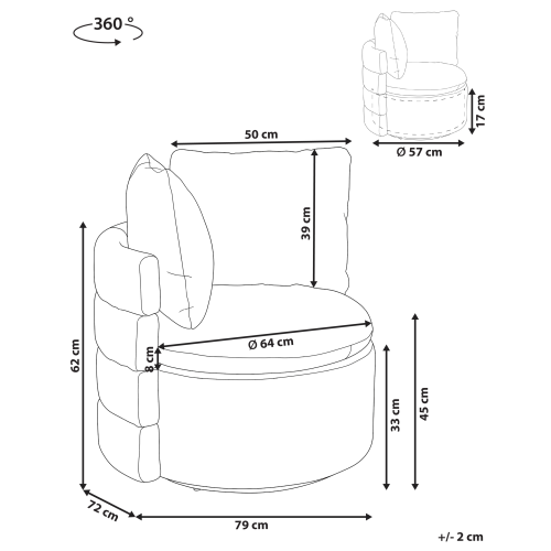 Beliani Swivel Armchair RANDERS with Storage Fabric Off-White 2