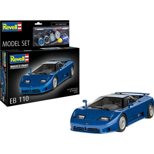 Revell Car Model Kit - REVELL - Model Set - BUGATTI EB 110 - Includes glue, paints, and accessories