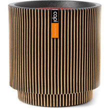 Zylindervase - CAPI EUROPE - Groove NL - 36 x 38 cm - Schwarz/Gold