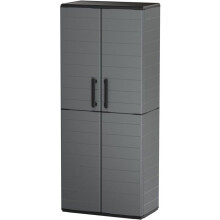 Putzschrank - TOOD - 2 Türen + 3 Regale aus Polypropylen - 68 x 37 x H.163 cm - Grau