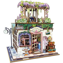 Bücherregal - DIY-Kit zum Bau eines 3D-Modells Buchstütze - Blumenladen Nookland - 16 x 15 x 23 cm