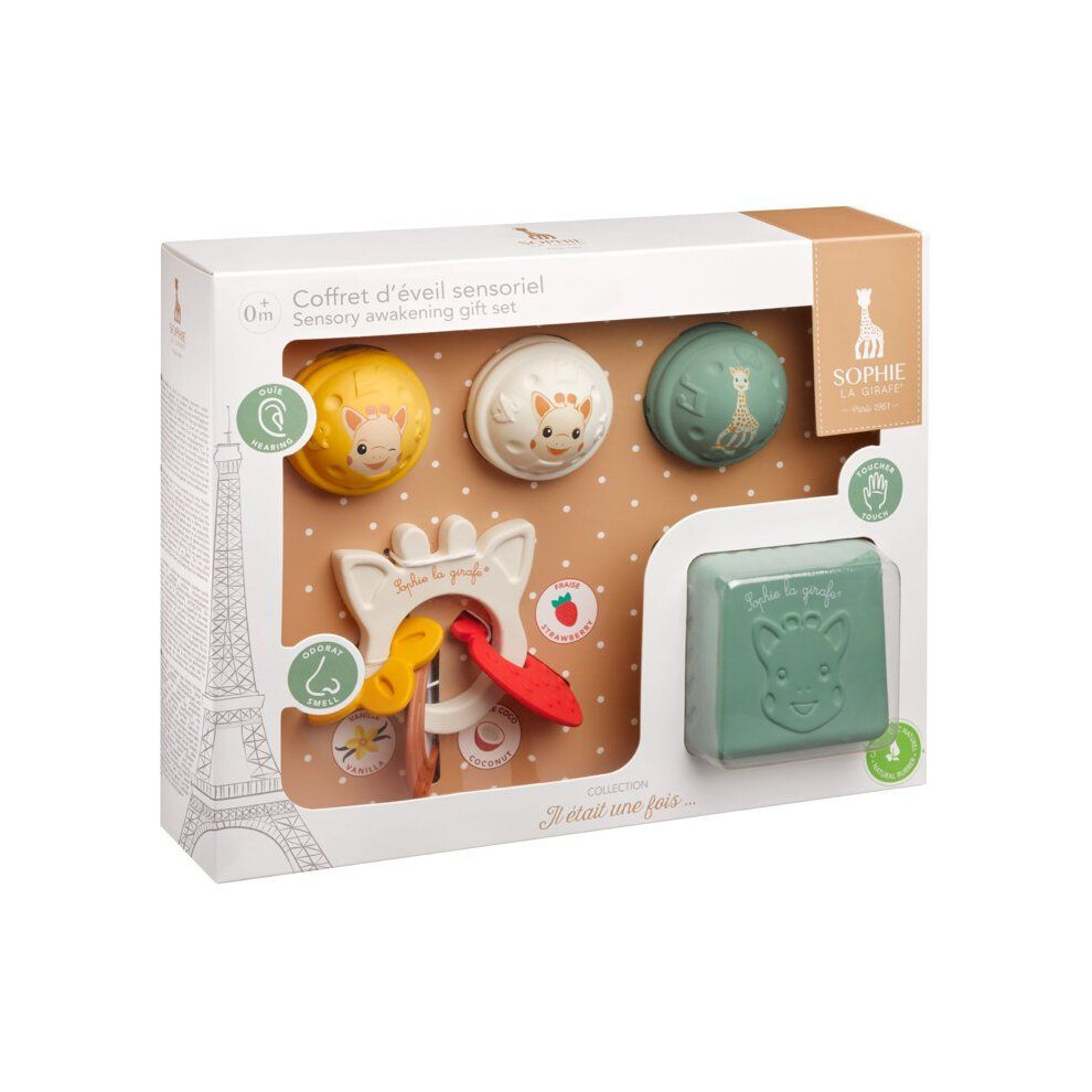 Sophie La Girafe Awakening Box - Sophie The Giraffe - Sensory - Textured Cube - Scented Ring - Musical Balls